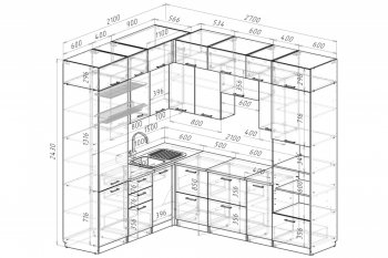 Кухонный гарнитур Лотос гранд прайм 2100х2700 мм (Герда) в Серове - serov.mebel-e96.ru