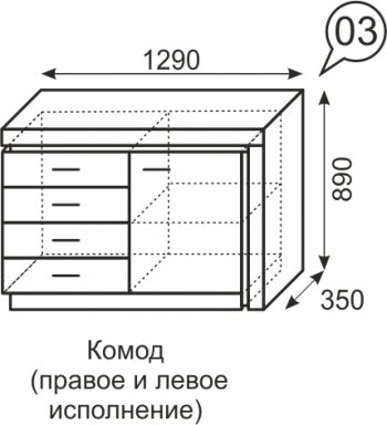 Комод Люмен №3 (ИжМ) в Серове - serov.mebel-e96.ru