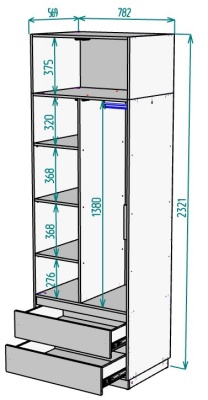 Шкаф 800 мм Мальта light H297 + Антресоль HA2 в Серове - serov.mebel-e96.ru