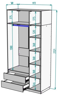 Шкаф 1200 мм Мальта light H298 + Антресоль HA3 в Серове - serov.mebel-e96.ru