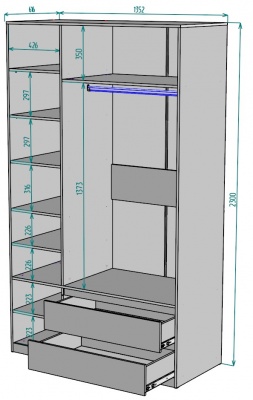 Шкаф Мальта 1350 мм Графит в Серове - serov.mebel-e96.ru