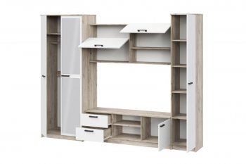 Стенка Марта-12 дуб крафт серый/белый (ИЦ) в Серове - serov.mebel-e96.ru