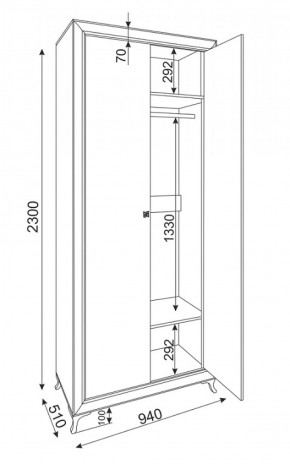 Шкаф 2-х дверный Саванна М25 (Риннер) в Серове - serov.mebel-e96.ru