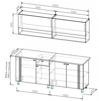 Кухонный гарнитур Монако 2000 мм СВ) в Серове - serov.mebel-e96.ru