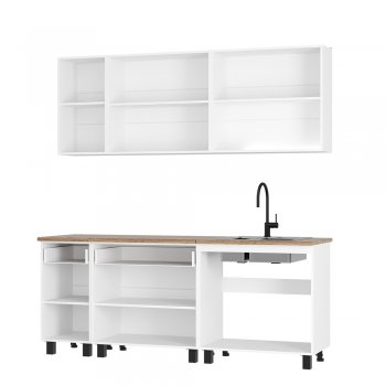 Кухонный гарнитур Монтана 2000 мм белый/графит (БТС) в Серове - serov.mebel-e96.ru