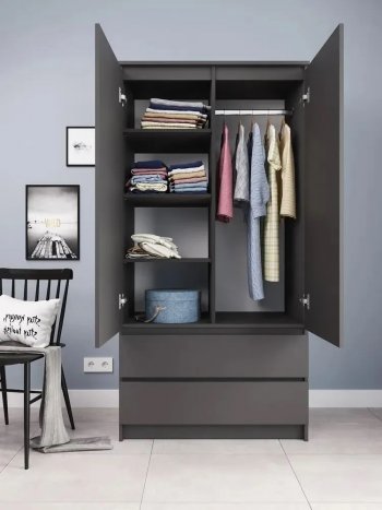 Шкаф 900 мм с антресолью Мори 900.2 графит (ДСВ) в Серове - serov.mebel-e96.ru