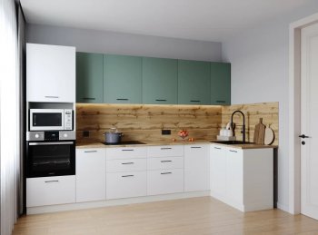 Угловой кухонный гарнитур Муссон 3200*1400 мм (Санвут) в Серове - serov.mebel-e96.ru