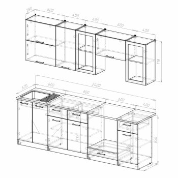 Кухонный гарнитур Ника базис 2400 мм (Герда) в Серове - serov.mebel-e96.ru