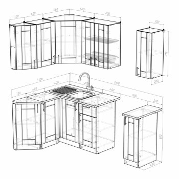 Кухонный гарнитур Ника литл 1500х1300 мм (Герда) в Серове - serov.mebel-e96.ru