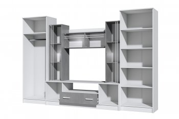 Стенка Николь-2 белый/бетонный камень(Зарон) в Серове - serov.mebel-e96.ru
