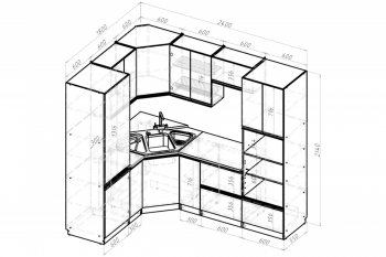 Кухонный гарнитур Ноктюрн оптима 1800х2400 мм (Герда) в Серове - serov.mebel-e96.ru