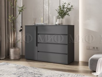Комод 1 дверь 4 ящика (1200) Норд, графит (Миф) в Серове - serov.mebel-e96.ru