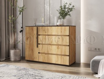 Комод 1 дверь 4 ящика (1200) Норд, дуб крафт (Миф) в Серове - serov.mebel-e96.ru