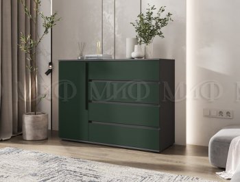 Комод 1 дверь 4 ящика (1200) Норд, графит/изумруд (Миф) в Серове - serov.mebel-e96.ru