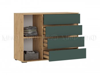 Комод 1 дверь 4 ящика (1200) Норд, крафт/изумруд (Миф) в Серове - serov.mebel-e96.ru