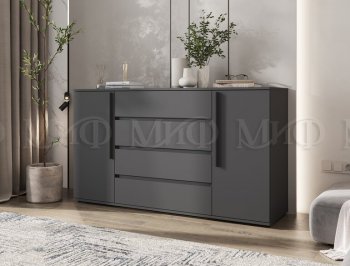 Комод 2 двери 4 ящика (1600) Норд, графит (Миф) в Серове - serov.mebel-e96.ru