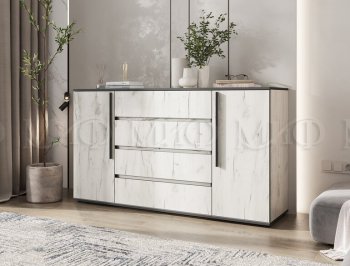 Комод 2 двери 4 ящика (1600) Норд, крафт белый (Миф) в Серове - serov.mebel-e96.ru