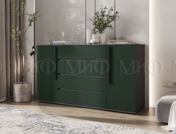 Комод 2 двери 4 ящика (1600) Норд, графит/изумруд (Миф) в Серове - serov.mebel-e96.ru