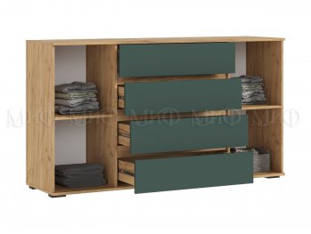 Комод 2 двери 4 ящика (1600) Норд, крафт/изумруд (Миф) в Серове - serov.mebel-e96.ru