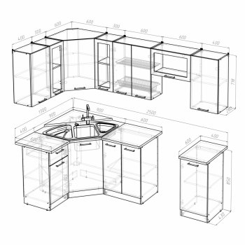Кухонный гарнитур Ольга оптима 1 1300х2500 мм (Герда) в Серове - serov.mebel-e96.ru