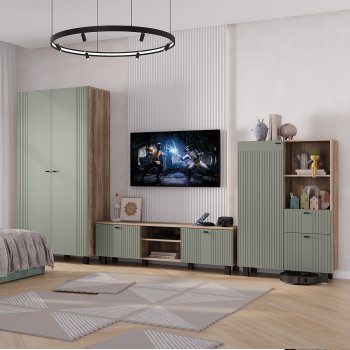 Стенка Олива комп.3 эвкалипт софт (БТС) в Серове - serov.mebel-e96.ru