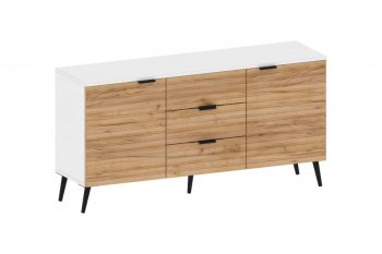 Тумба 2дв.3ящ. Ома ТБ-3609 Белый/Дуб Тортуга (СанТан) в Серове - serov.mebel-e96.ru