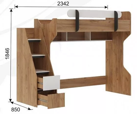 Кровать-чердак Омега-3 комп.2 в Серове - serov.mebel-e96.ru