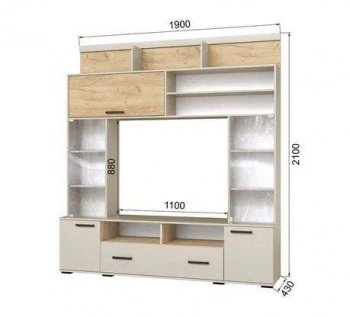 Мини-стенка ОГЦС-2 Оскар-18 кашемир/крафт (Текс) в Серове - serov.mebel-e96.ru