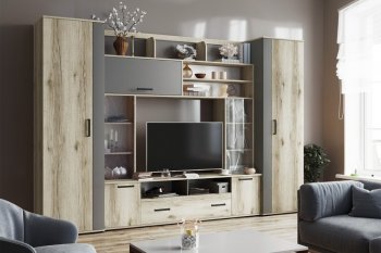 Гостиная Оскар-18-2 дуб делано/графит (Текс) в Серове - serov.mebel-e96.ru