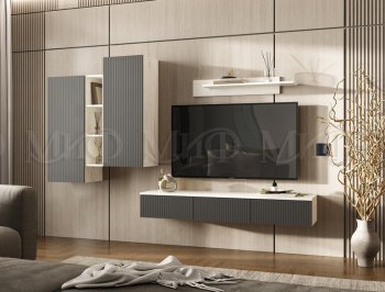 Стенка Оскар комп.2 крафт белый/графит (Миф) в Серове - serov.mebel-e96.ru
