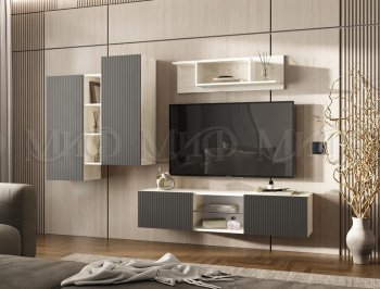 Стенка Оскар крафт белый/графит (Миф) в Серове - serov.mebel-e96.ru