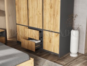 Спальный гарнитур Остин крафт/графит, модульный (Миф) в Серове - serov.mebel-e96.ru
