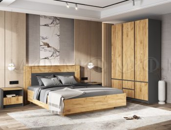 Спальный гарнитур Остин крафт/графит, модульный (Миф) в Серове - serov.mebel-e96.ru