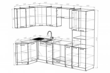 Кухонный гарнитур Паола гранд прайм 2600х1400 мм (Герда) в Серове - serov.mebel-e96.ru