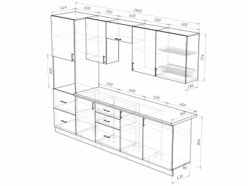 Кухонный гарнитур 2800 мм Прованс с карнизом (Росток) в Серове - serov.mebel-e96.ru