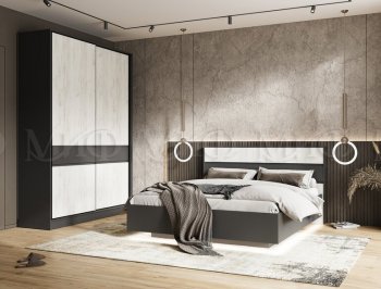 Кровать парящая с ПМ Роджина графит/крафт белый (Миф) в Серове - serov.mebel-e96.ru