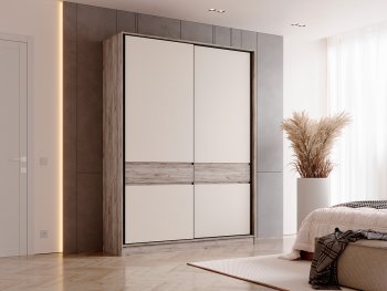 Шкаф-купе 1800 мм Роджина крафт серый/кашемир (Миф) в Серове - serov.mebel-e96.ru