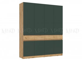 Шкаф 2000 мм 4-х ств. Роджина крафт/изумруд (Миф) в Серове - serov.mebel-e96.ru