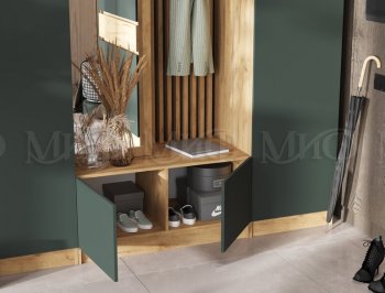 Прихожая Роджина крафт/изумруд, модульная (Миф) в Серове - serov.mebel-e96.ru