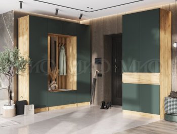 Прихожая Роджина крафт/изумруд, модульная (Миф) в Серове - serov.mebel-e96.ru