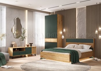 Спальный гарнитур Роджина крафт/изумрудный, модульный (Миф) в Серове - serov.mebel-e96.ru