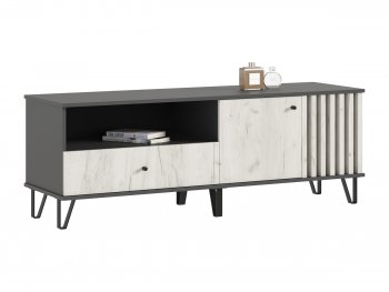 Тумба ТВ (1500) Роджина крафт белый/графит (Миф) в Серове - serov.mebel-e96.ru