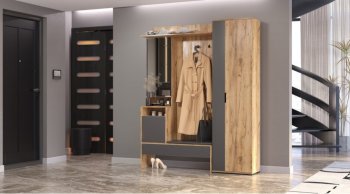 Прихожая Сабрина Дуб вотан/графит (Лин) в Серове - serov.mebel-e96.ru