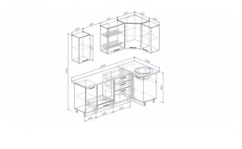 Угловой кухонный гарнитур Жемчуг 2200*1000 мм в Серове - serov.mebel-e96.ru