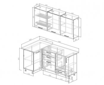 Угловой кухонный гарнитур Санторини МДФ 1800х1000 мм в Серове - serov.mebel-e96.ru