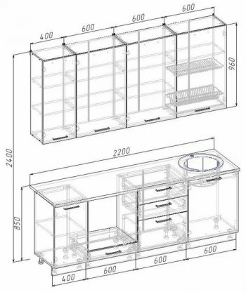 Кухонный гарнитур Бланка 2200 мм (Санвут) в Серове - serov.mebel-e96.ru