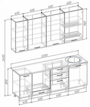 Кухонный гарнитур Муссон 2200 мм в Серове - serov.mebel-e96.ru