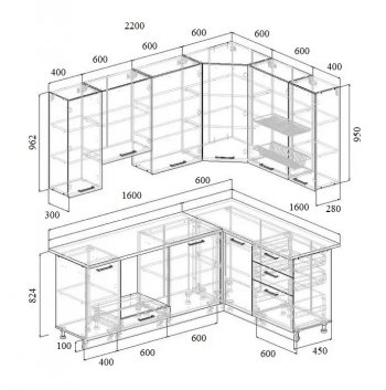 Угловой кухонный гарнитур Муссон 2200*1600 мм Sanvut в Серове - serov.mebel-e96.ru