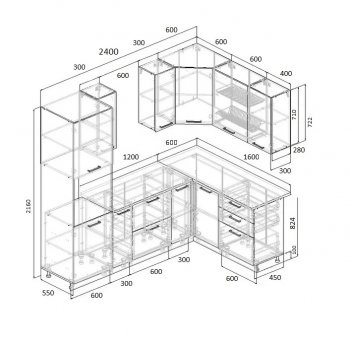 Угловой кухонный гарнитур Роза 2400*1600 мм Sanvut в Серове - serov.mebel-e96.ru