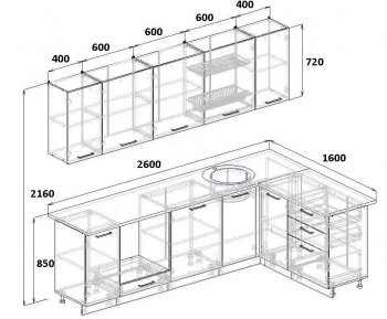 Угловой кухонный гарнитур Элеганция 2600*1600 мм Sanvut в Серове - serov.mebel-e96.ru